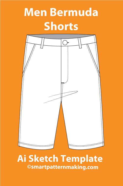 7 Men's Shorts Types: Fashion Sketch and Vector Illustrations, Flat Sketch Front and Back View Template Included - smart pattern making