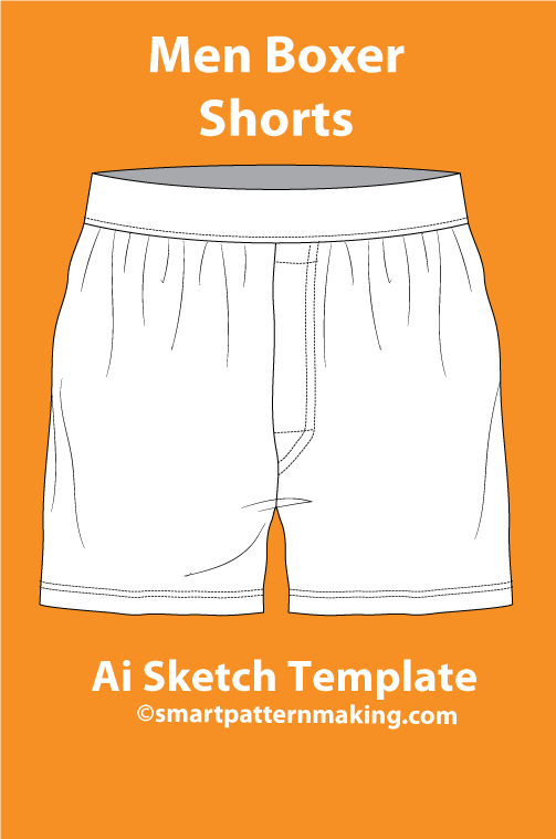 7 Men's Shorts Types: Fashion Sketch and Vector Illustrations, Flat Sketch Front and Back View Template Included - smart pattern making