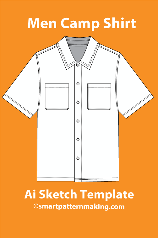 9 Men's Tops/ Shirts Types: Fashion Sketch and Vector Illustrations, Flat Sketch Front and Back View Template Included - smart pattern making