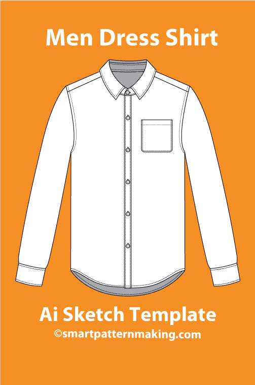 9 Men's Tops/ Shirts Types: Fashion Sketch and Vector Illustrations, Flat Sketch Front and Back View Template Included - smart pattern making