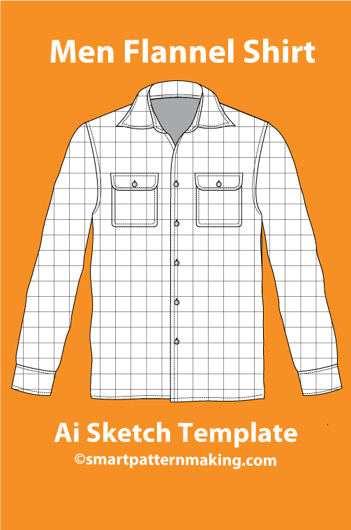 9 Men's Tops/ Shirts Types: Fashion Sketch and Vector Illustrations, Flat Sketch Front and Back View Template Included - smart pattern making