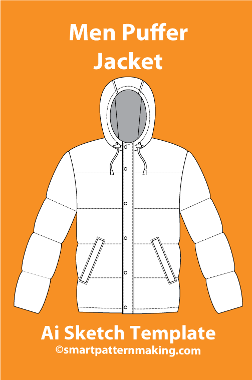 7 Men's Jacket/ Coat Types: Fashion Sketch and Vector Illustrations, Flat Sketch Front and Back View Template Included - smart pattern making