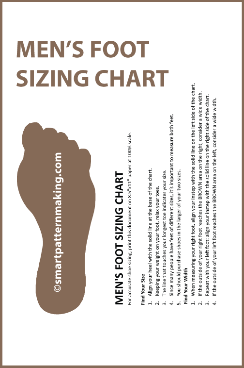 Foot Sizing Chart for Men, Women, infants, Toddlers, Preschool and Grade School Shoe Size Chart, Template, PDF Download - smart pattern making