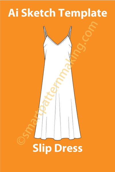 Strap sun dress technical fashion illustration with deep v-neck, posters  for the wall • posters woman, silhouette, formal | myloview.com