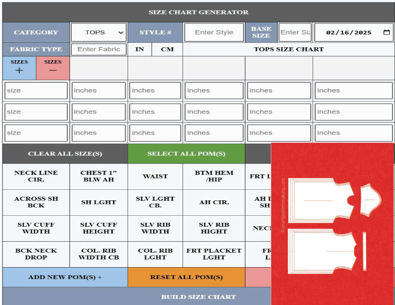 Pattern Grading Services - smart pattern making