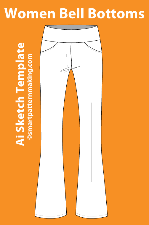 12 Women's Pants Types: Fashion Sketch and Vector Illustrations, Flat Sketch Front & Back View Template Included - smart pattern making