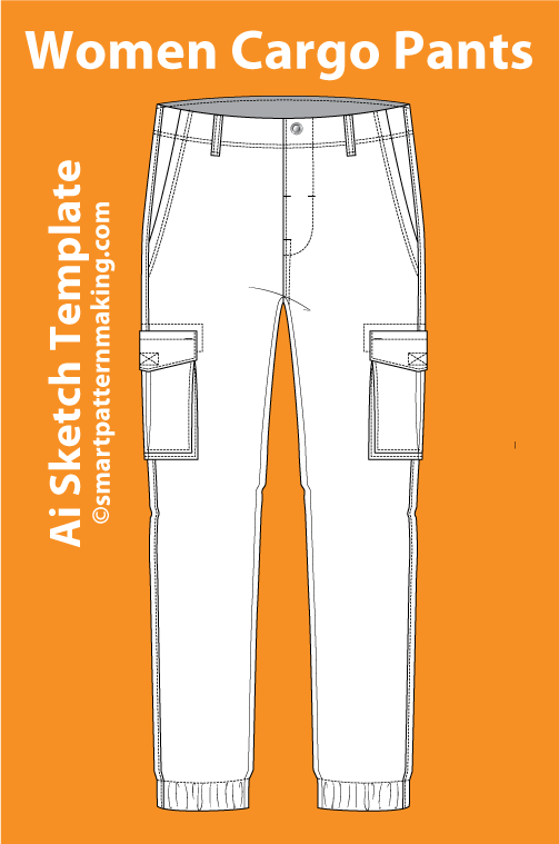 12 Women's Pants Types: Fashion Sketch and Vector Illustrations, Flat Sketch Front & Back View Template Included - smart pattern making