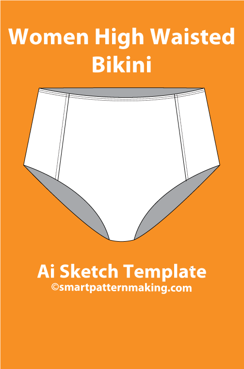 8 women's Bikini Tops Types: Fashion Sketch and Vector Illustrations, Flat Sketch Front and Back View Template Included - smart pattern making