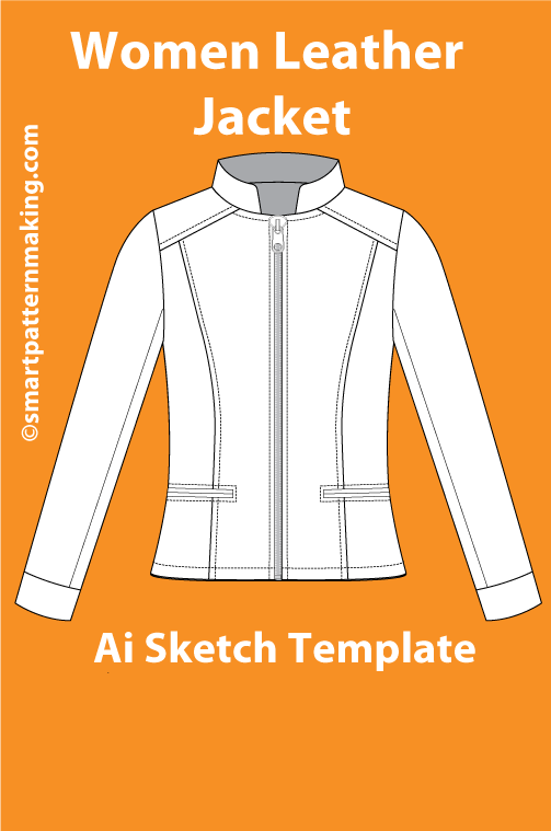 8 women's Jacket/ Coat Types: Fashion Sketch and Vector Illustrations, Flat Sketch Front and Back View Template Included - smart pattern making