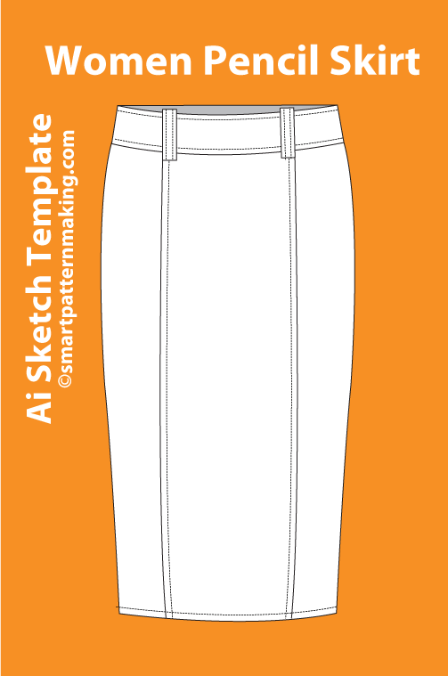 12 women's Skirt Types: Fashion Sketch and Vector Illustrations, Flat Sketch Front &amp; Back View Template Included - smart pattern making