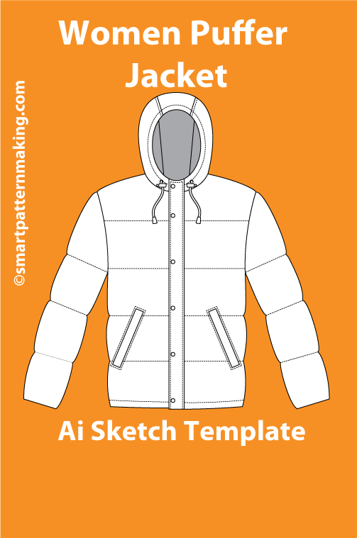 8 women's Jacket/ Coat Types: Fashion Sketch and Vector Illustrations, Flat Sketch Front and Back View Template Included - smart pattern making