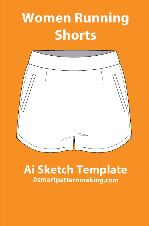 4 women's short Types: Fashion Sketch and Vector Illustrations, Flat Sketch Front and Back View Template Included - smart pattern making