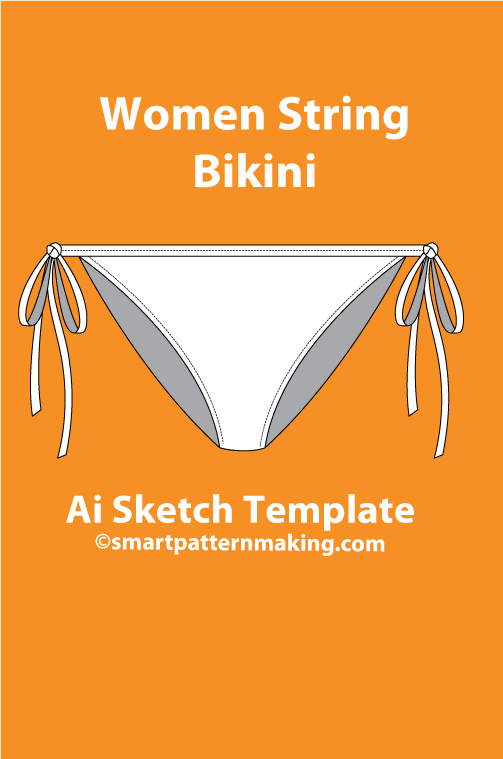 8 women's Bikini Top Types: Fashion Sketch and Vector Illustrations, Flat Sketch Front and Back View Template Included - smart pattern making