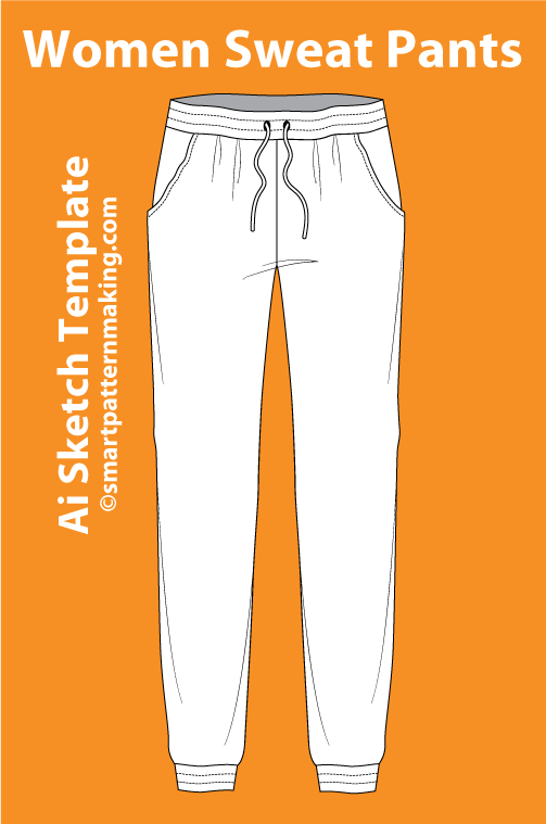 12 Women's Pants Types: Fashion Sketch and Vector Illustrations, Flat Sketch Front & Back View Template Included - smart pattern making