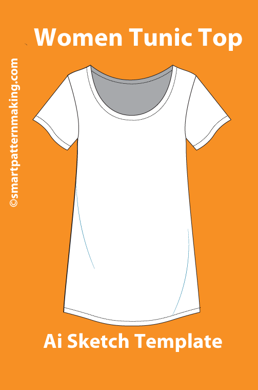 10 women's Tops/ Shirt Types: Fashion Sketch and Vector Illustrations, Flat Sketch Front and Back View Template Included - smart pattern making