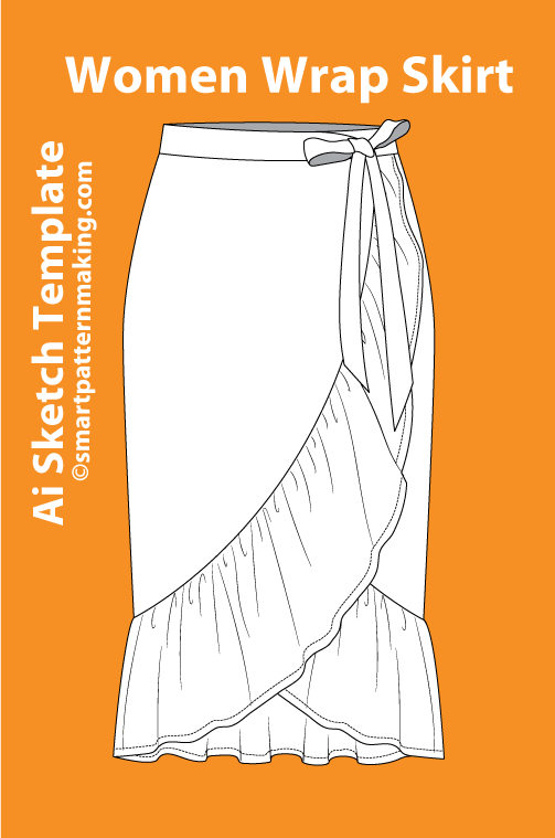 12 women's Skirt Types: Fashion Sketch and Vector Illustrations, Flat Sketch Front &amp; Back View Template Included - smart pattern making