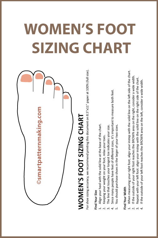 Foot Sizing Chart for Men, Women, infants, Toddlers, Preschool and Grade School Shoe Size Chart, Template, PDF Download - smart pattern making