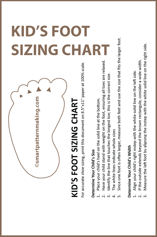 Foot Sizing Chart for Men, Women, infants, Toddlers, Preschool and Grade School Shoe Size Chart, Template, PDF Download - smart pattern making