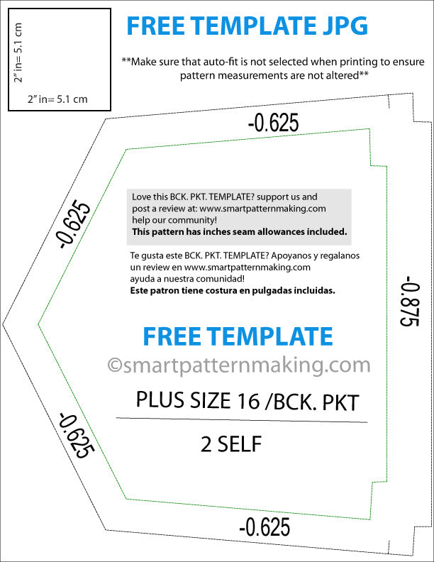 Back Pocket Jeans Plus Size PKT-FREE Template - smart pattern making